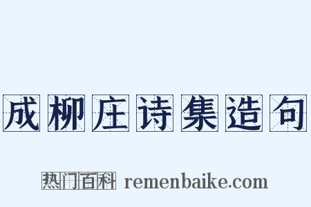 成柳庄诗集造句是什么意思的图片